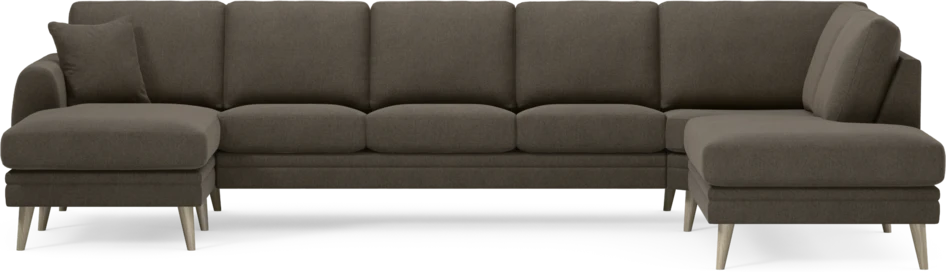 Eden - 3-sits soffa med schäslong vänster och divan höger - Brun