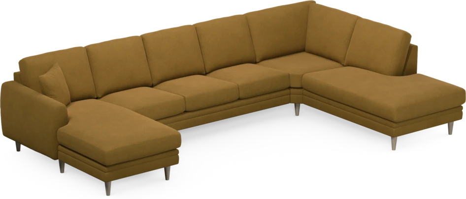 Eden - 3-sits soffa med schäslong vänster och divan höger - Gul
