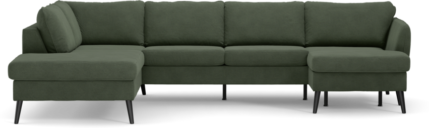 County - 3-sits soffa med divan vänster och schäslong höger - Grön