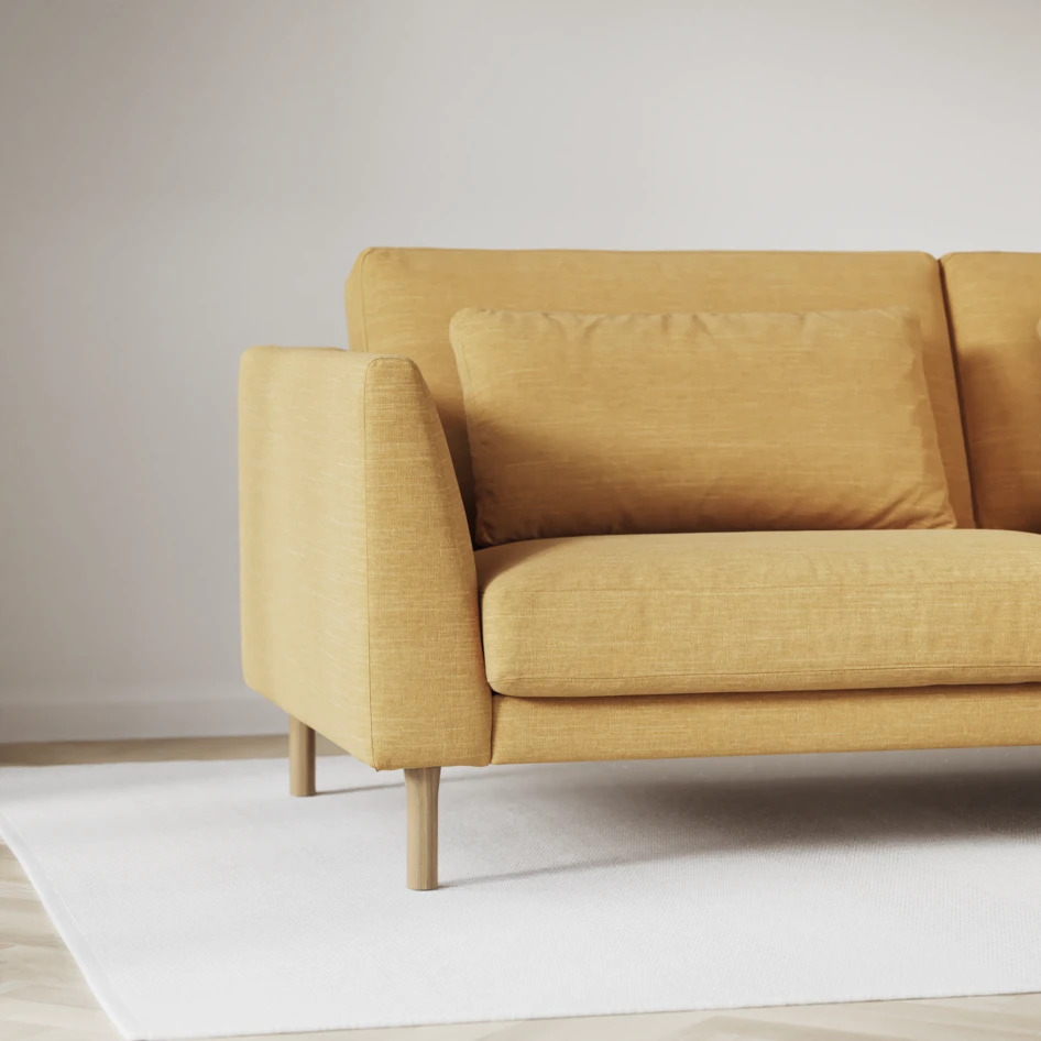Willow - 4-sits soffa med divan vänster, fast klädsel - Gul