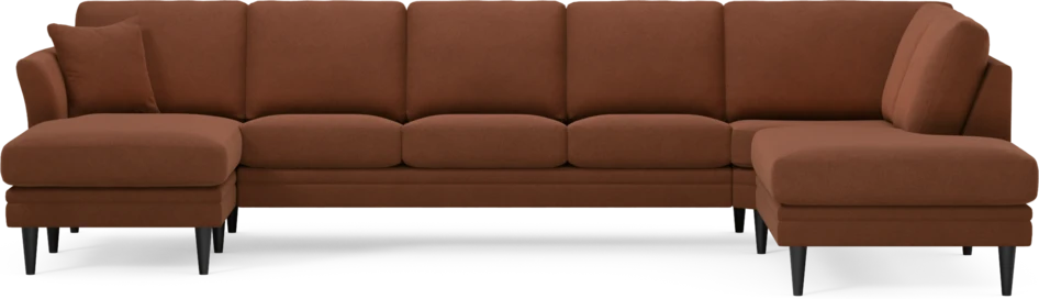 Eden - 3-sits soffa med schäslong vänster och divan höger - Orange