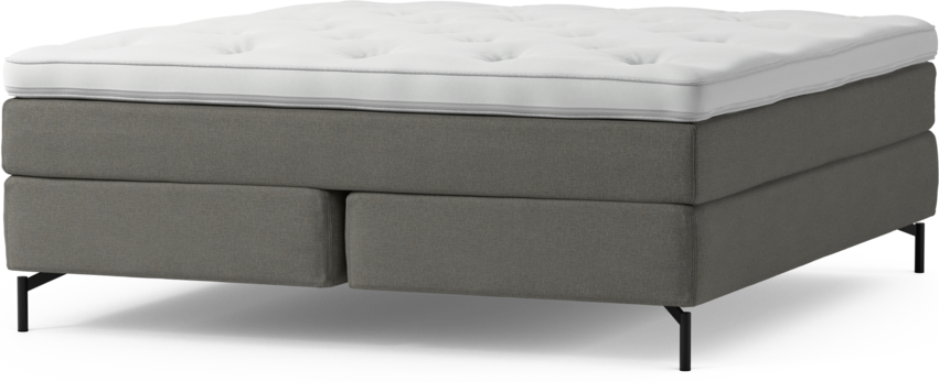 Delux Sense - Kontinentalsäng, dubbelsäng med bäddmadrass och sängben - Grå