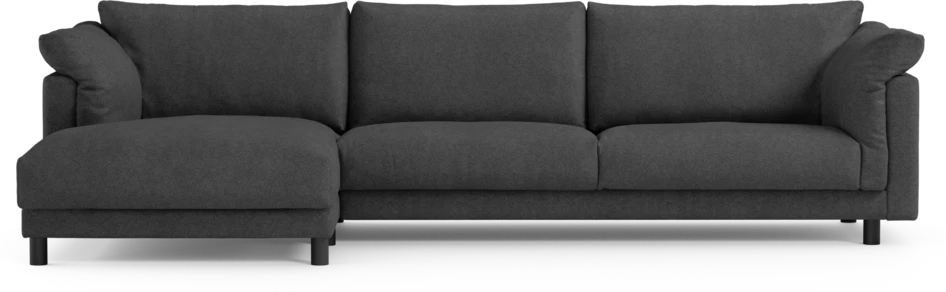 Cherrie - 3-sits soffa med schäslong vänster, fast klädsel - Svart