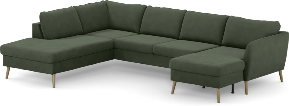County - 3-sits soffa med divan vänster och schäslong höger - Grön