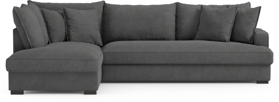 Mila - 3-sits soffa med divan vänster, hel dyna - Grå