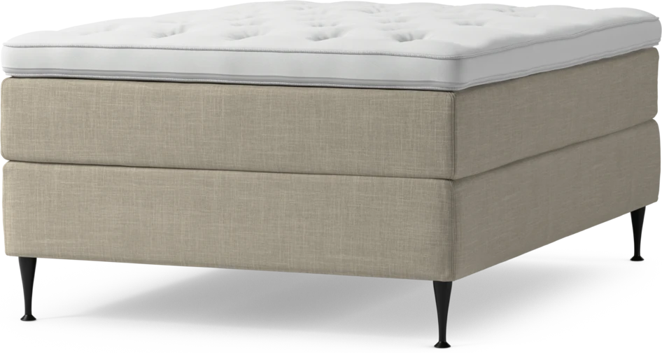 Delux Exclusive - Kontinentalsäng, enkelsäng 140 cm med bäddmadrass och sängben - Beige