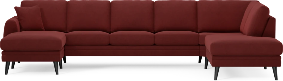 Eden - 3-sits soffa med schäslong vänster och divan höger - Röd