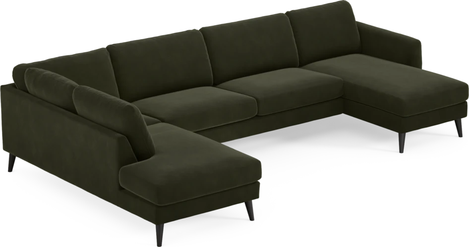 Bridge - 3-sits soffa med divan vänster och schäslong höger - Grön