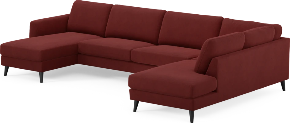 Bridge - 3-sits soffa med schäslong vänster och divan höger - Röd