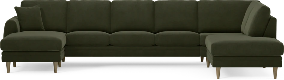 Eden - 3-sits soffa med schäslong vänster och divan höger - Grön