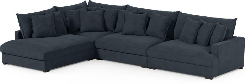 Rossi - 4-sits soffa med divan vänster - Blå