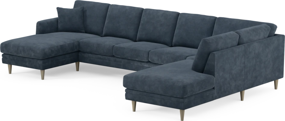 Eden - 3-sits soffa med schäslong vänster och divan höger - Blå