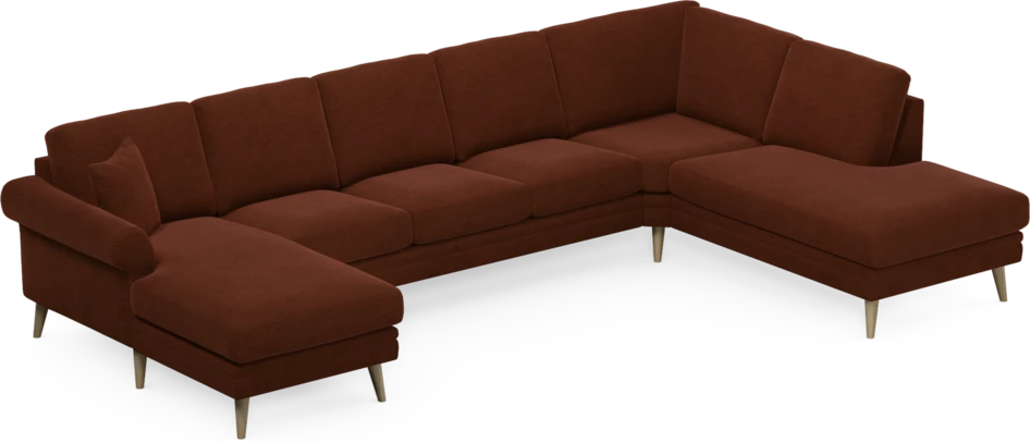 Eden - 3-sits soffa med schäslong vänster och divan höger - Orange