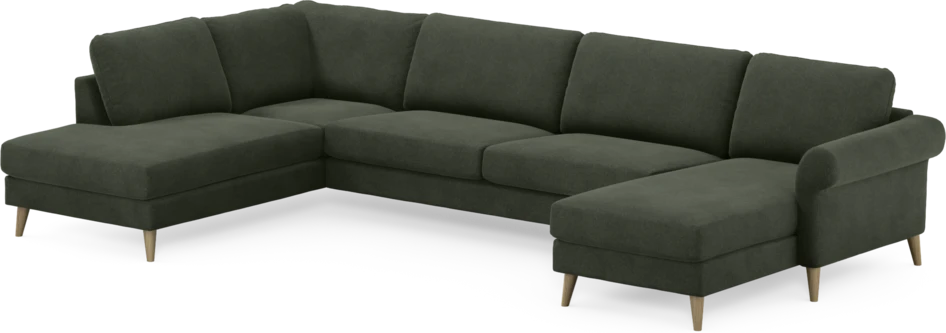 Bridge - 3-sits soffa med divan vänster och schäslong höger - Grön