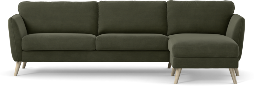 Bridge - 3-sits soffa med schäslong höger - Grön