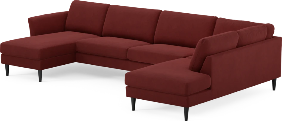 Bridge - 3-sits soffa med schäslong vänster och divan höger - Röd