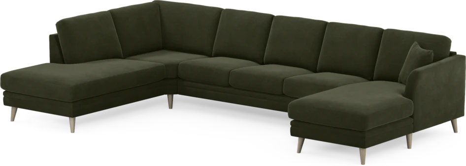Eden - 3-sits soffa med divan vänster och schäslong höger - Grön