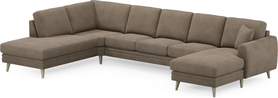 Eden - 3-sits soffa med divan vänster och schäslong höger - Brun