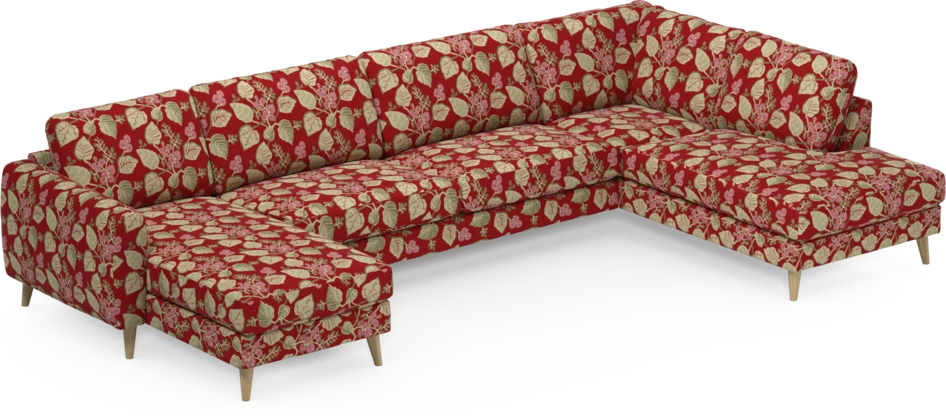 Bridge - 3-sits soffa med schäslong vänster och divan höger - Röd