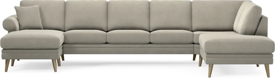 Eden - 3-sits soffa med schäslong vänster och divan höger - Brun