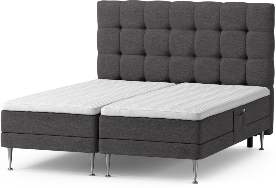 Särö Comfort - Ställbar säng, dubbelsäng med bäddmadrass, sängben och Ruta sänggavel