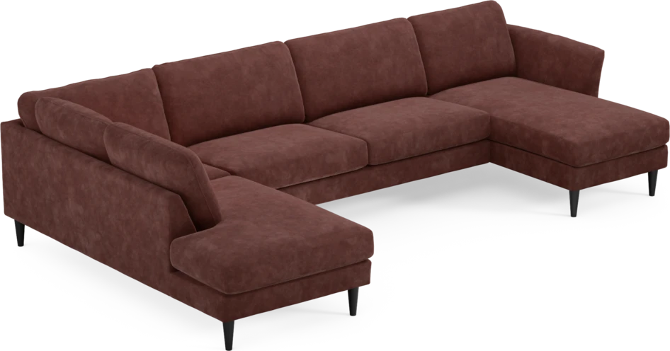 Bridge - 3-sits soffa med divan vänster och schäslong höger - Röd