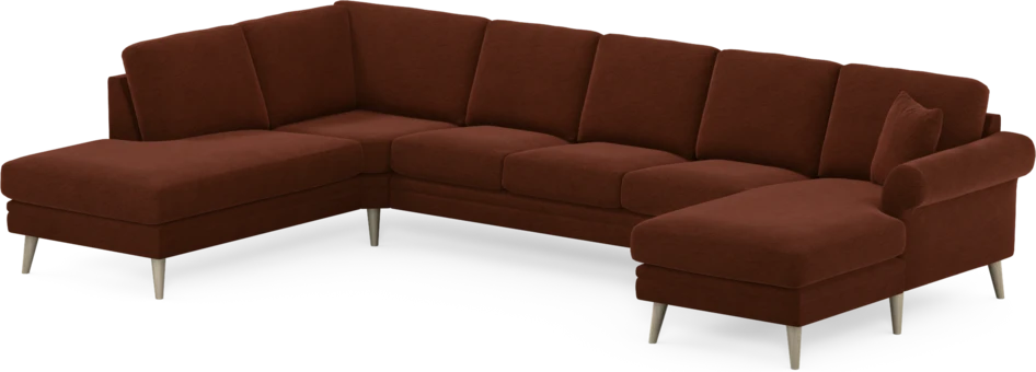 Eden - 3-sits soffa med divan vänster och schäslong höger - Orange