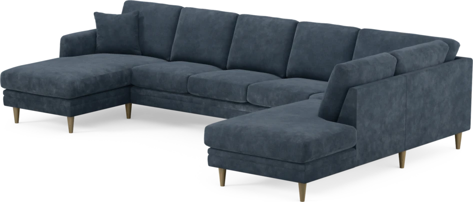 Eden - 3-sits soffa med schäslong vänster och divan höger - Blå