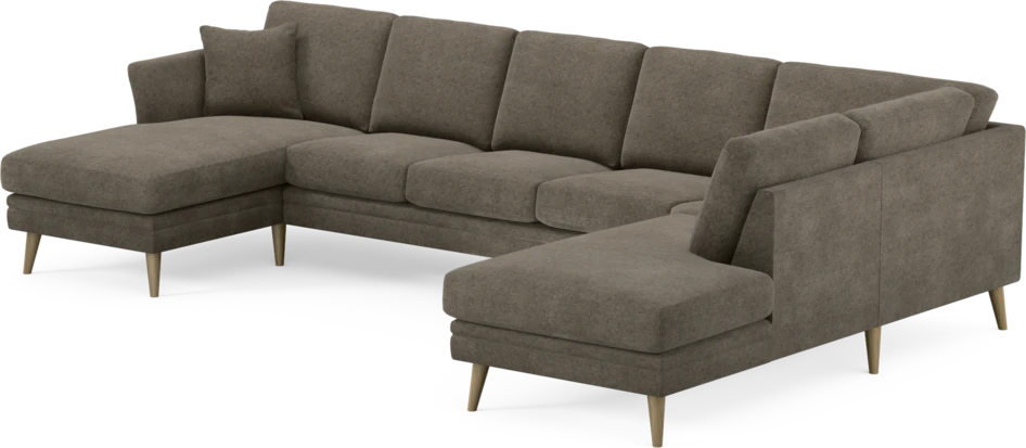 Eden - 3-sits soffa med schäslong vänster och divan höger - Brun