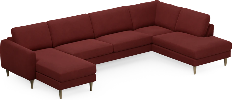 Bridge - 3-sits soffa med schäslong vänster och divan höger - Röd