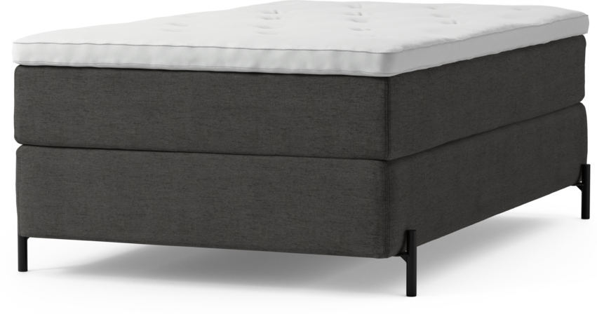 Delux Dream - Kontinentalsäng, enkelsäng 120 cm med bäddmadrass och sängben - Grå