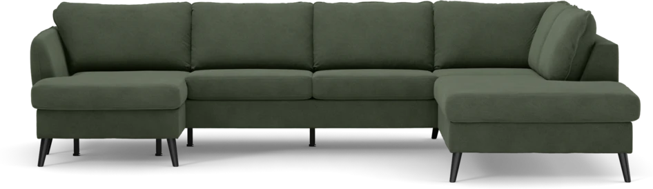 County - 3-sits soffa med schäslong vänster och divan höger - Grön