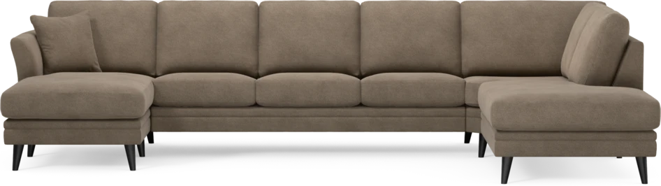 Eden - 3-sits soffa med schäslong vänster och divan höger - Brun
