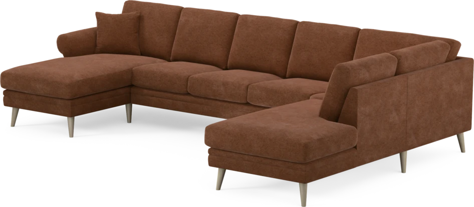 Eden - 3-sits soffa med schäslong vänster och divan höger - Orange