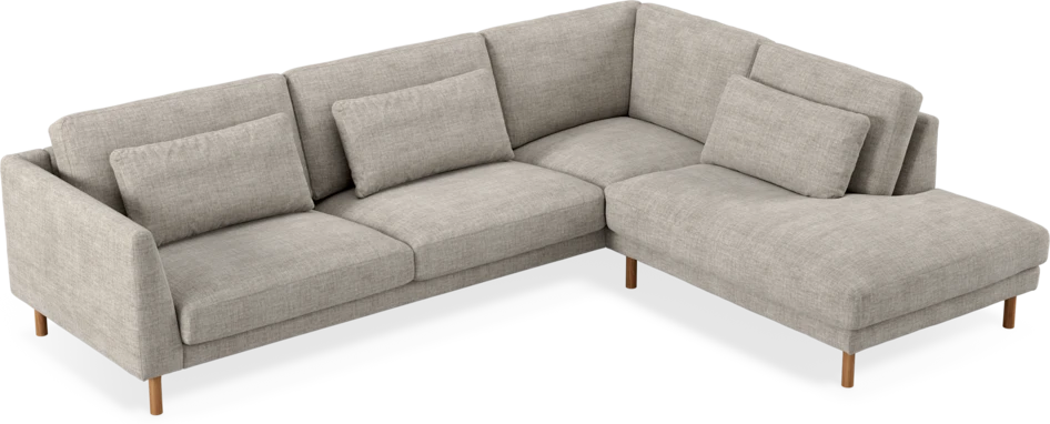 Willow - 3-sits soffa med divan höger, fast klädsel - Grå