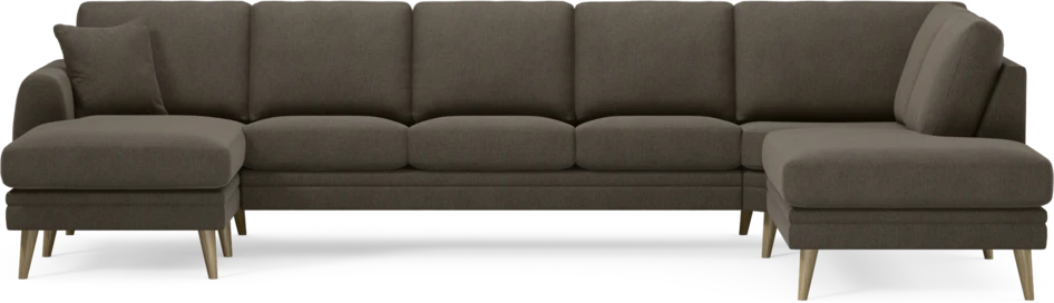 Eden - 3-sits soffa med schäslong vänster och divan höger - Brun