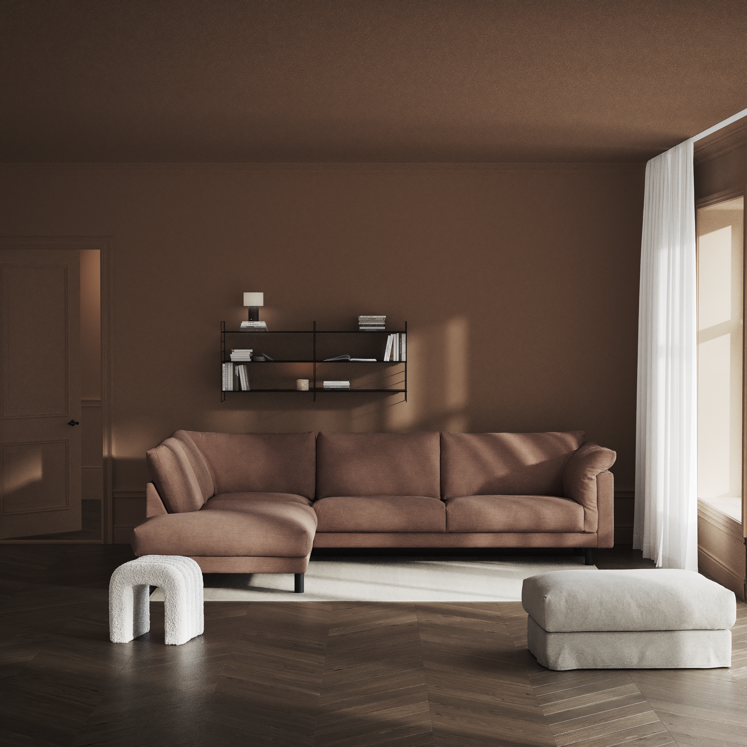 Cherrie - 3-sits soffa med divan vänster, fast klädsel - inspiration