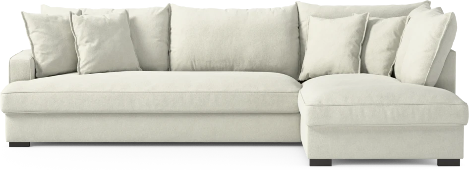 Mila - 3-sits soffa med divan höger, hel dyna - Vit