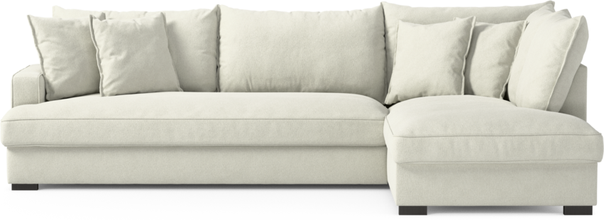 Mila - 3-sits soffa med divan höger, hel dyna - Vit