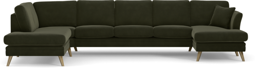 Eden - 3-sits soffa med divan vänster och schäslong höger - Grön