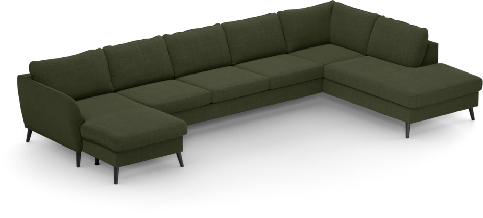 County - 4-sits soffa med schäslong vänster och divan höger - Grön