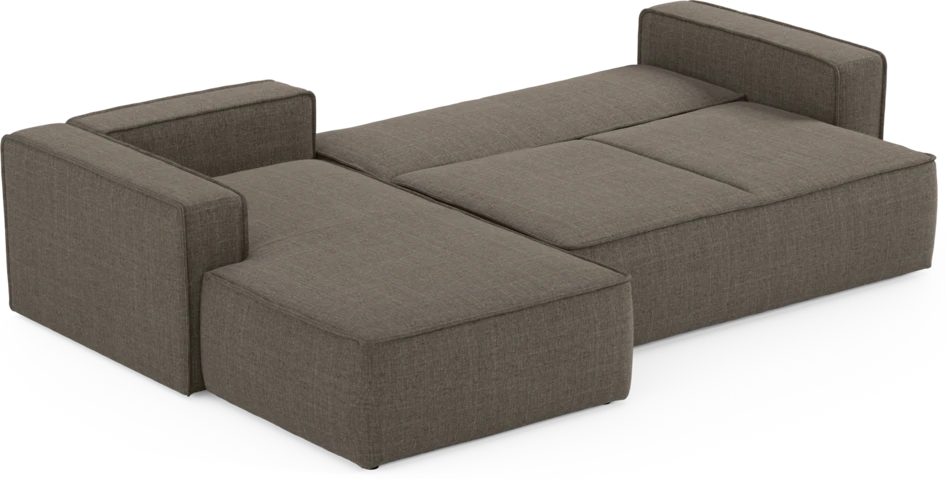 Ide - Bäddsoffa 3-sits med schäslong vänster - Brun