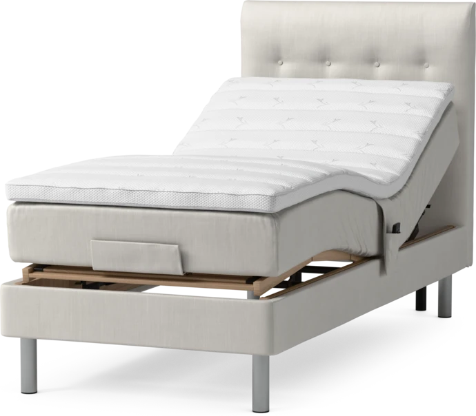 Roma Family, Ställbar säng, enkelsäng med bäddmadrass och sänggavel låg pikerad, B 90-120