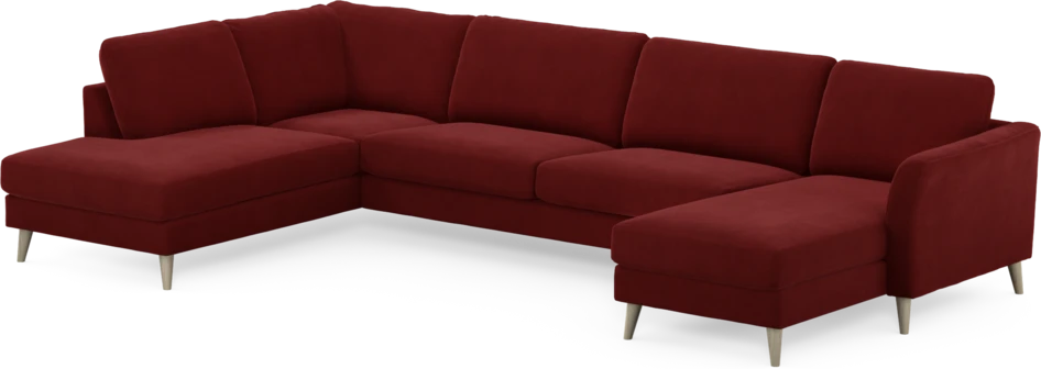 Bridge - 3-sits soffa med divan vänster och schäslong höger - Röd