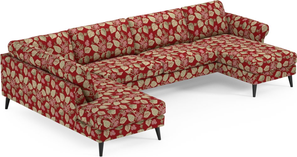Bridge - 3-sits soffa med divan vänster och schäslong höger - Röd