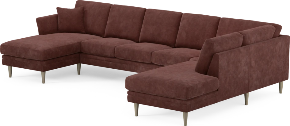 Eden - 3-sits soffa med schäslong vänster och divan höger - Röd