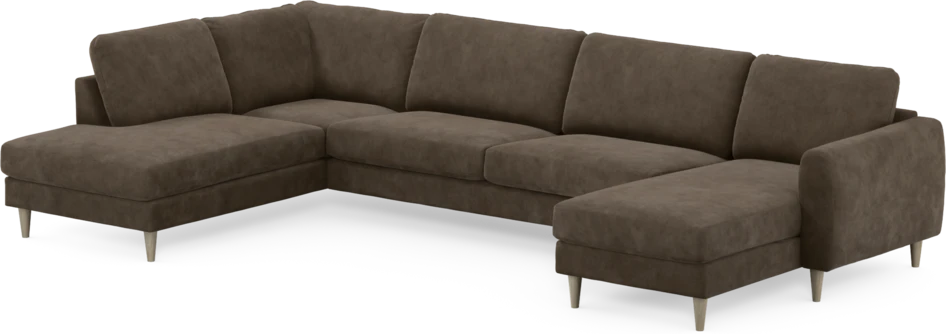 Bridge - 3-sits soffa med divan vänster och schäslong höger - Brun