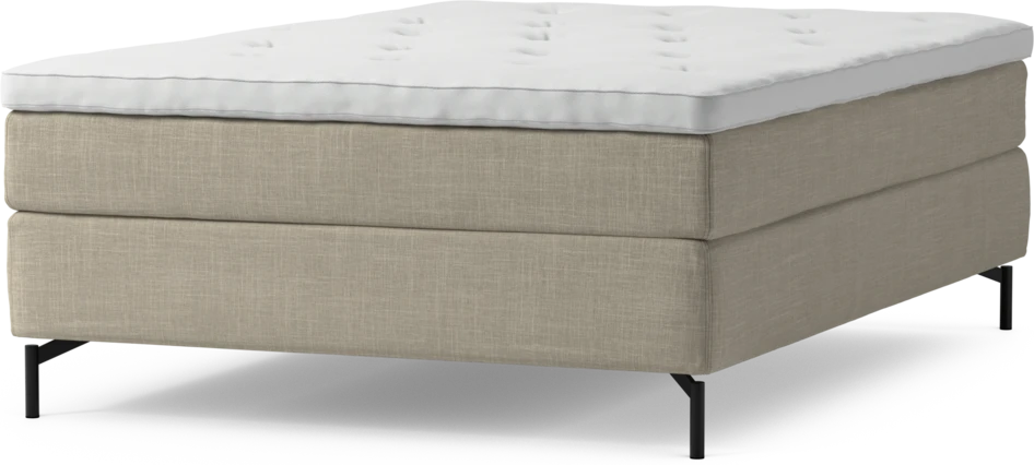 Delux Sense - Kontinentalsäng, enkelsäng 140 cm med bäddmadrass och sängben - Beige