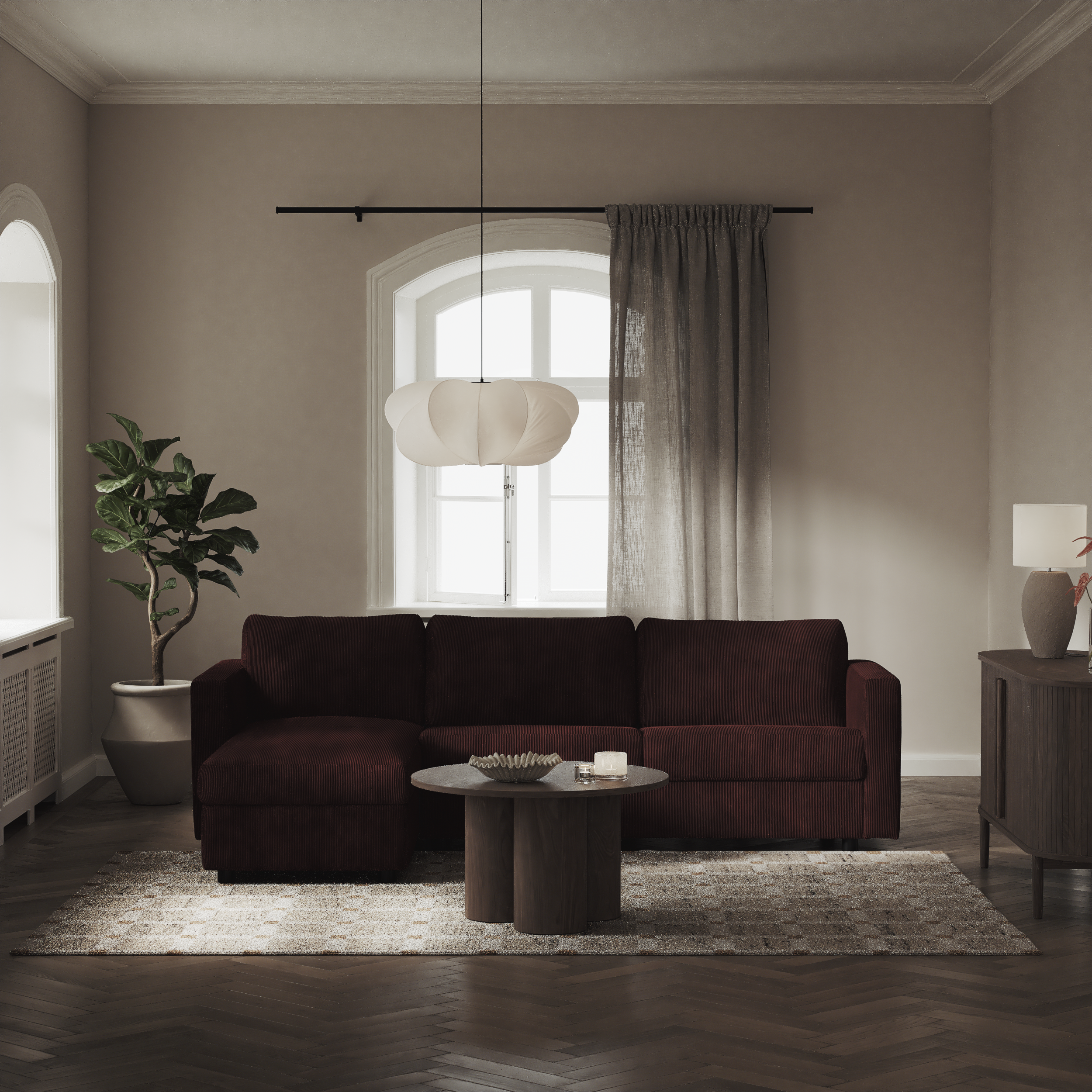 Lindö - Bäddsoffa 2,5-sits med schäslong, vändbar - inspiration
