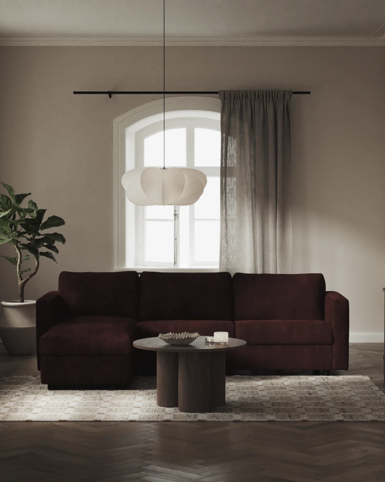 Lindö - Bäddsoffa 2,5-sits med schäslong, vändbar - inspiration